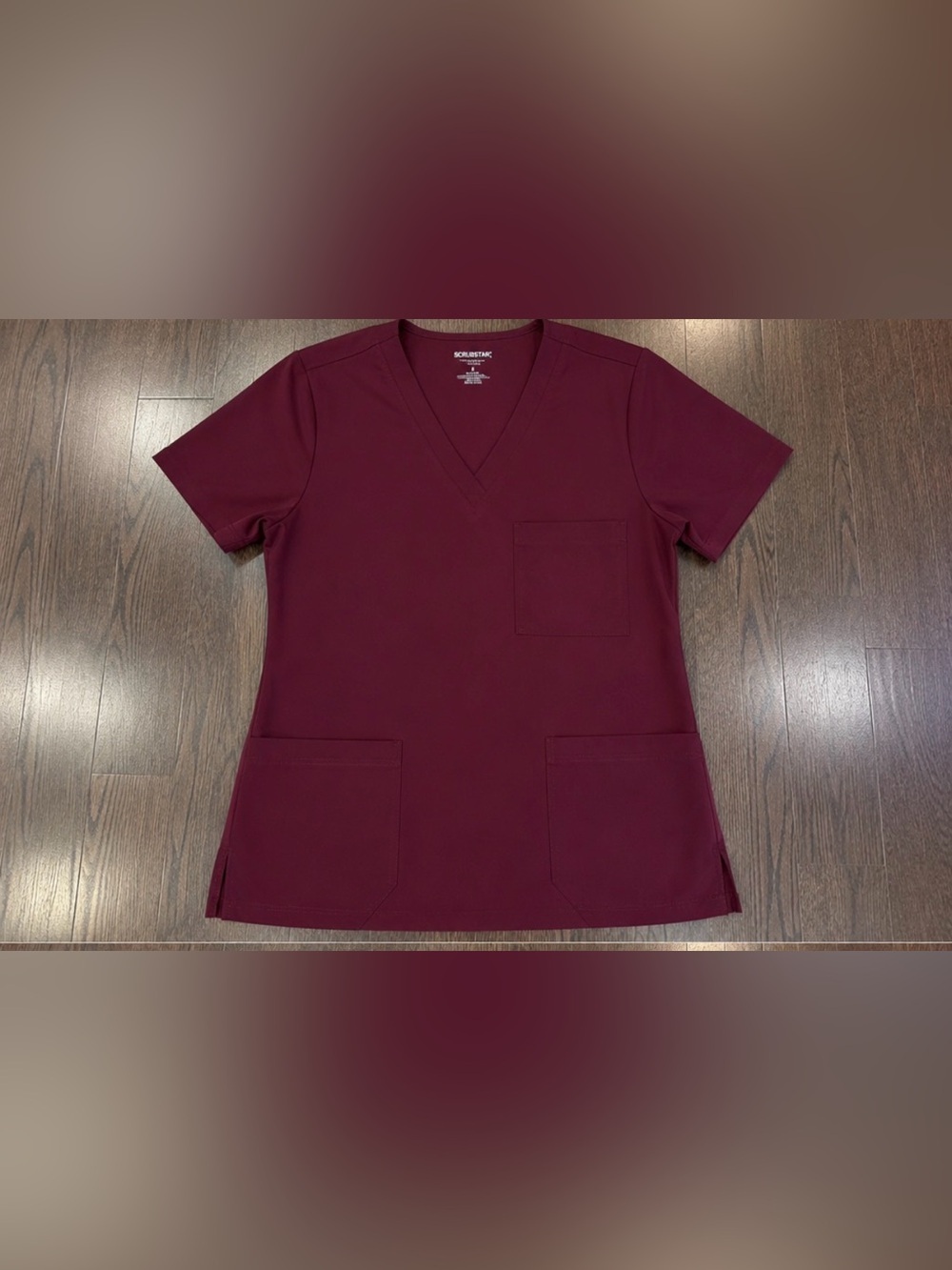 Scrubstar Burgandy Scrub Top Women’s V-Modern Fit Top Size Small